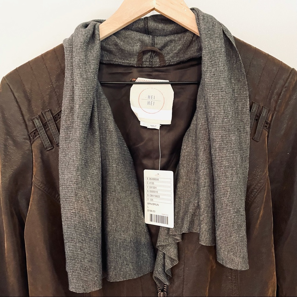 Anthropologie Hei Hei Brown Vegan Leather Jacket - Picture 6 of 13